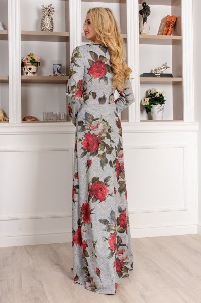 Платье Адель (цветочный принт)  Цвет: Светло серый/цветы крупные