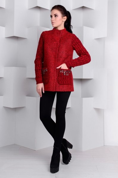 Пальто Карамель 1355 Цвет: Красный/черный