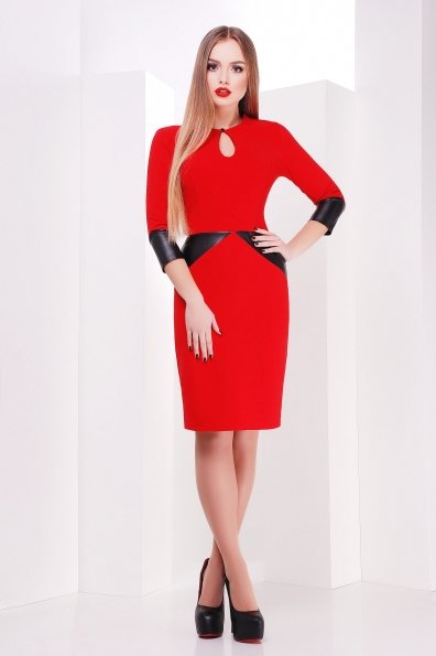 Платье Макбет д/р Цвет: красный-черная отделка