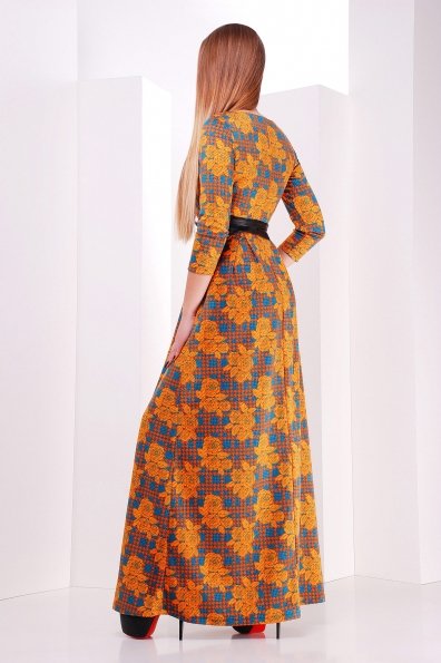 Платье Шарли д/р Цвет: оранжевый-лапка-роза
