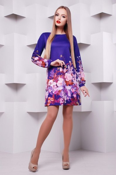 Платье Фиолетовый букет Тана-1Ф (креп) д/р Цвет: принт