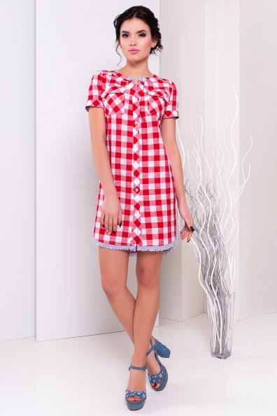 Платье - рубашка Массимо 3813 Цвет: Красный/белый 5/6 клетка