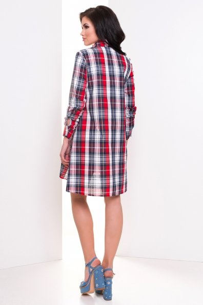 Платье - Рубашка Упс 2704 Цвет: Красный/тёмно-синий /белый 