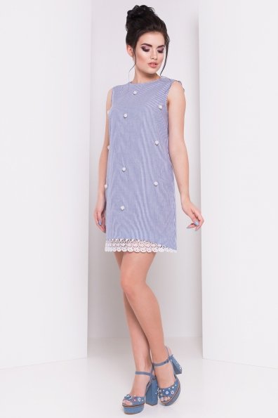 Платье Зузу 3157 Цвет: Темно-синий/белая  полоска