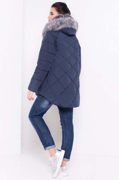 Куртка на зиму со стежкой ромбами Лисбет 3253 Цвет: Темно-синий