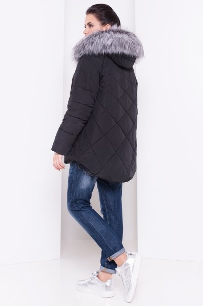 Куртка на зиму со стежкой ромбами Лисбет 3253 Цвет: Черный