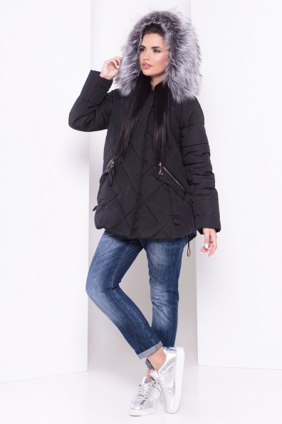 Куртка на зиму со стежкой ромбами Лисбет 3253 Цвет: Черный
