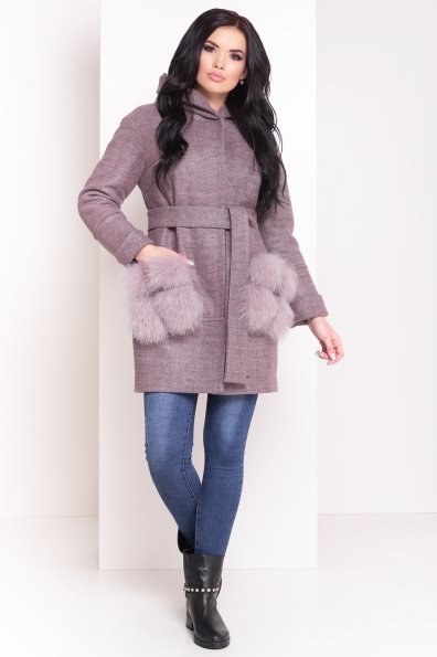 Зимнее пальто с меховыми карманами Анита 3820 Цвет: Какао