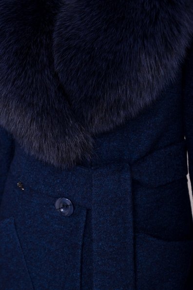 Зимнее пальто с воротником из песца Габриэлла 4150 Цвет: Темно-синий/электрик 27