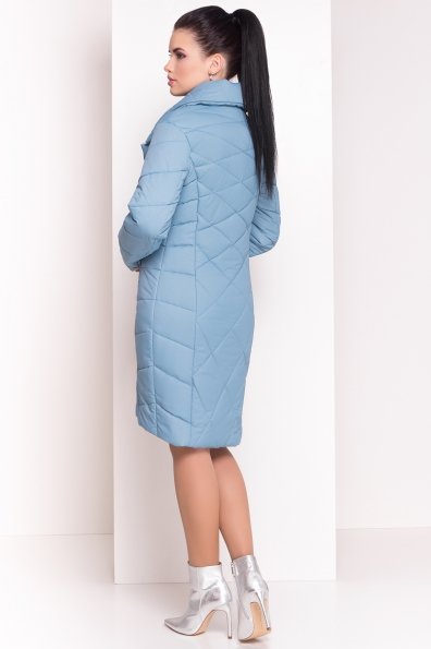 Стеганое демисезонное пальто-куртка Сандра 4526 Цвет: Голубой