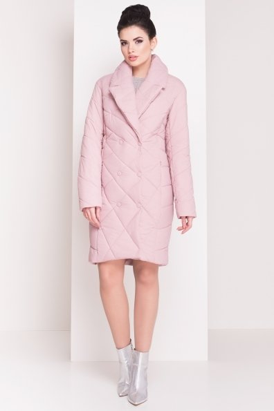 Стеганое демисезонное пальто-куртка Сандра 4526 Цвет: Розовый Темный