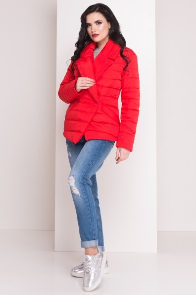 Стеганая куртка с поясом Мириам 4483 Цвет: Красный