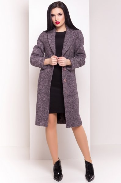 Демисезонное пальто из варенной шерсти с поясом Глорис 4428 Цвет: Черный/розовый-LW19
