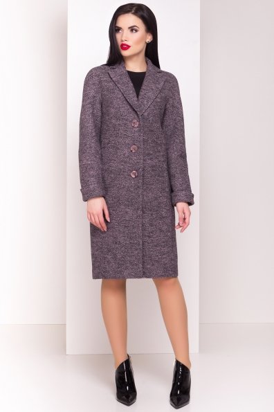 Демисезонное пальто из варенной шерсти с поясом Глорис 4428 Цвет: Черный/розовый-LW19