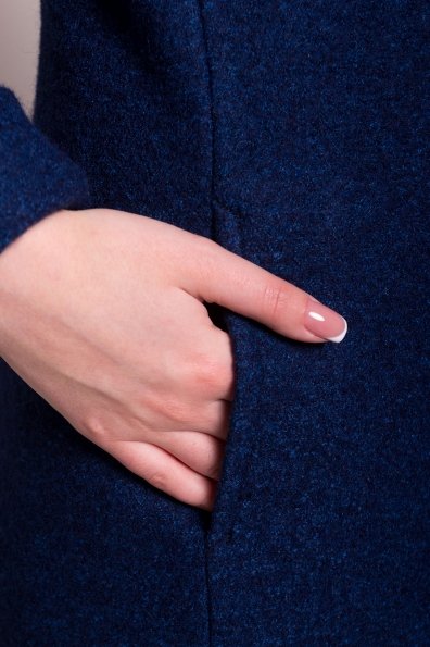 Демисезонное пальто из варенной шерсти с поясом Глорис 4428 Цвет: Темно-синий/электрик-LW27