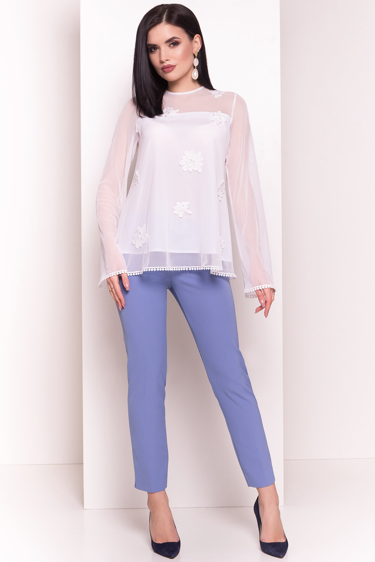 Белые блузки оптом от Modus Двухслойная блуза Инга 3237