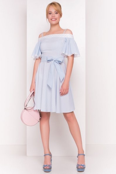 Платье Виолетта 4984 Цвет: Голубой/молоко полоска