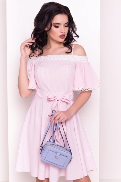 Платье Виолетта 4984 Цвет: Розовый/молоко полоска
