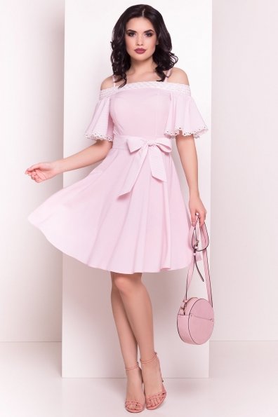 Платье Виолетта 4984 Цвет: Розовый/молоко горох