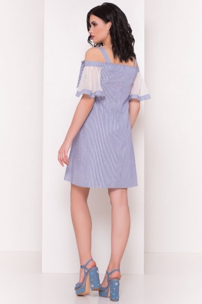 Платье с открытыми плечами Римма 5023 Цвет: Темно-синий/белый