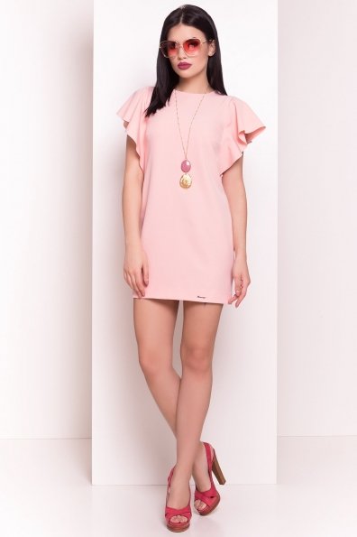 Платье с короткими рукавами летучая мышь Айла  4878 Цвет: Персик