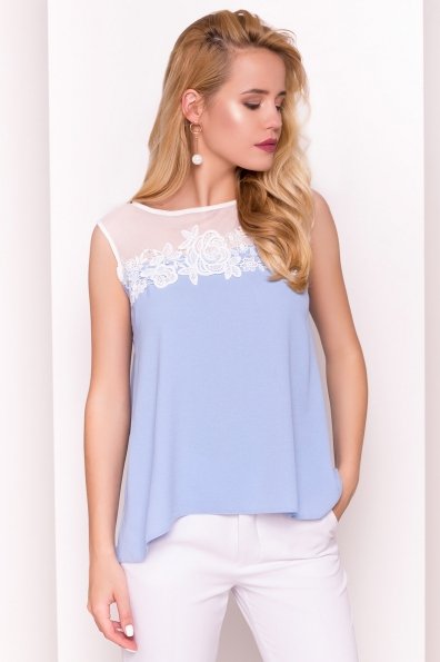 Летняя блуза без рукавов Нелли 4918 Цвет: Голубой