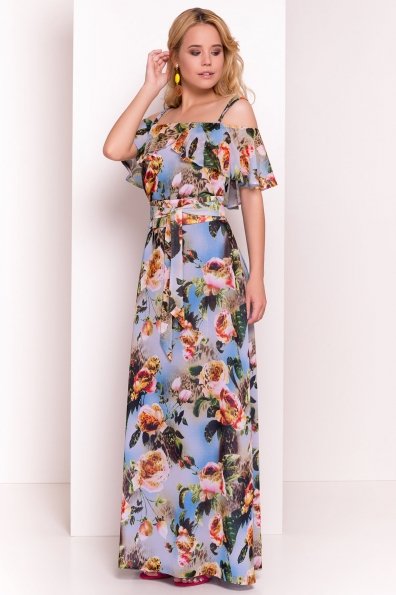 Платье Пикабу 5137 Цвет: Голубой роза/леопар