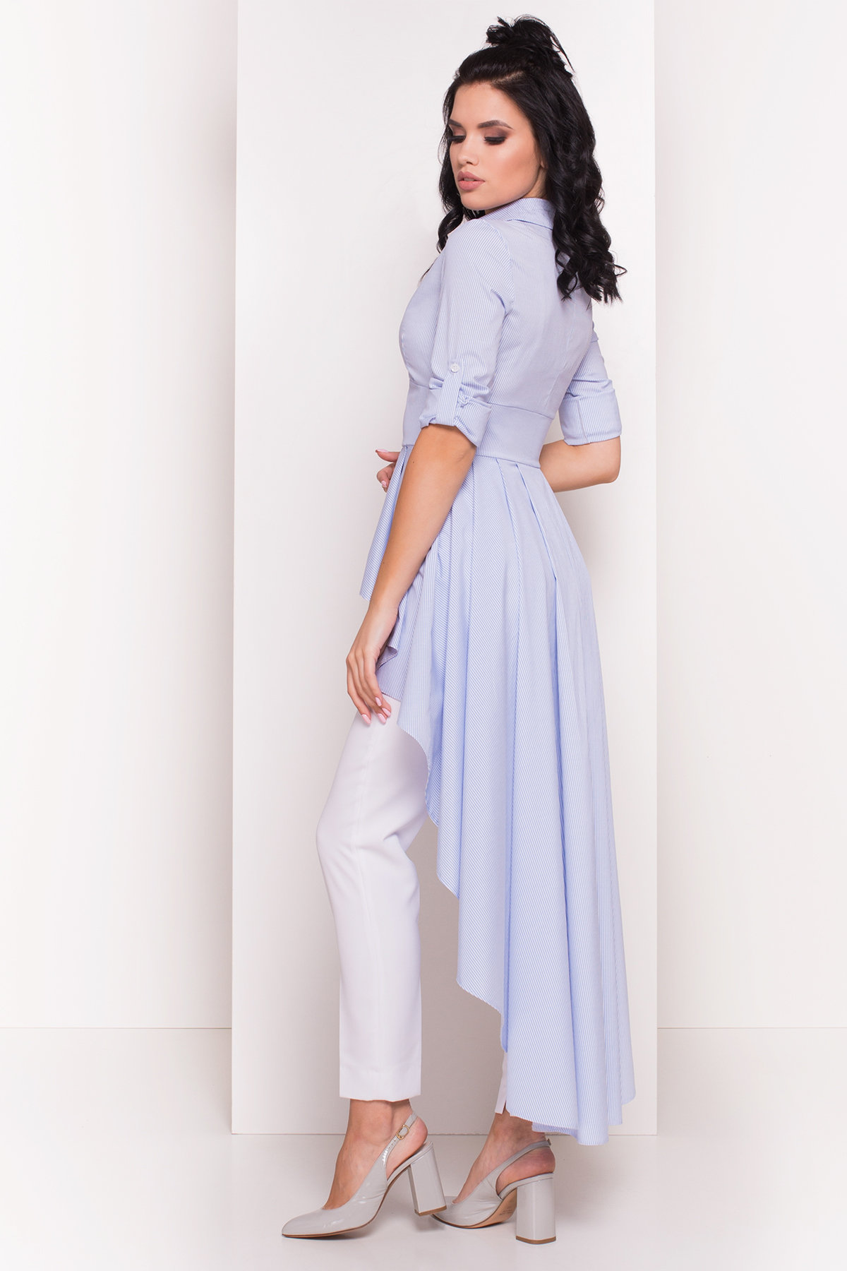 Платье-туника Феникс 5078 Цвет: Голубой/белый