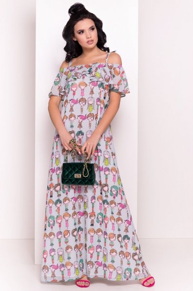 Платье Пикабу 5137 Цвет: Бирюзa/Девушки цветные