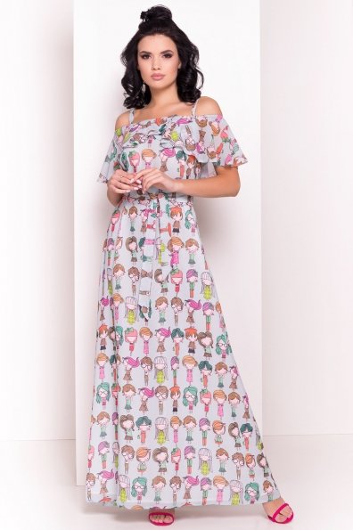 Платье Пикабу 5137 Цвет: Бирюзa/Девушки цветные