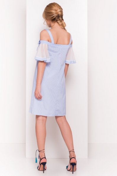 Платье с открытыми плечами Римма 5023 Цвет: Голубой/белый