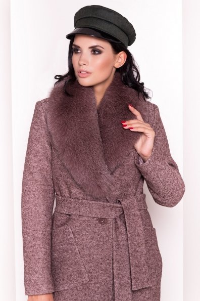 Утепленное пальто зима с накладными карманами Габриэлла 4155 Цвет: Кофе LW-4