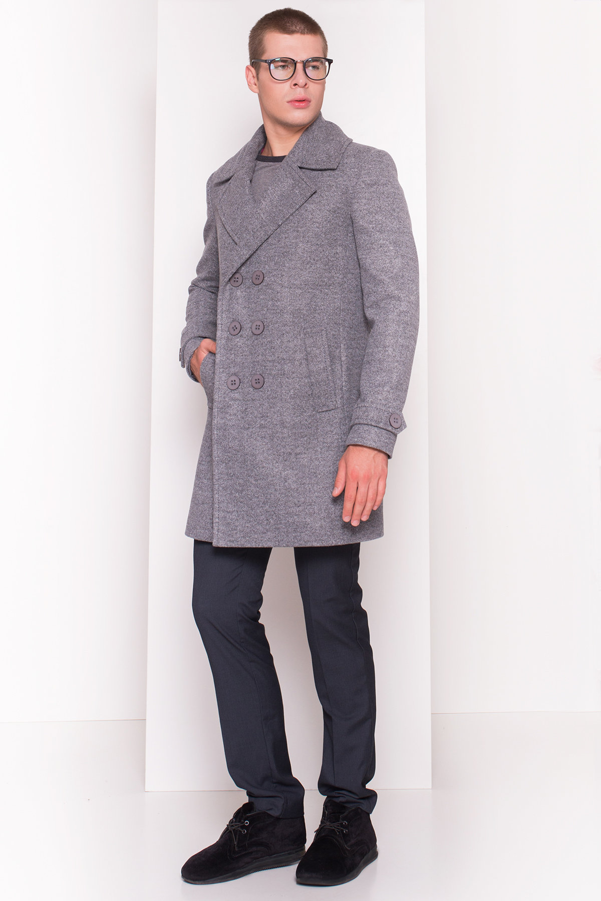 Пальто мужское Лоренс 5403 АРТ. 36575 Цвет: Серый Темный LW-5 - фото 2, интернет магазин tm-modus.ru