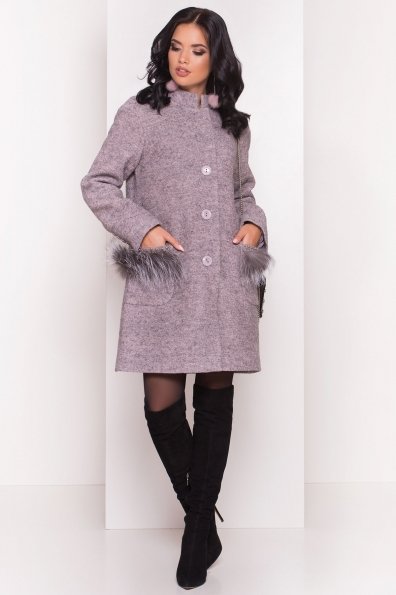 Пальто Этель 4369 Цвет: Серый/розовый 25