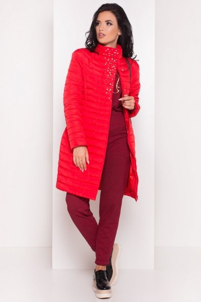 Стильное стеганое пальто Блисс 4520 Цвет: Красный