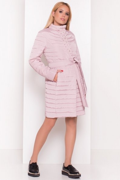 Стильное стеганое пальто Блисс 4520 Цвет: Серый/розовый