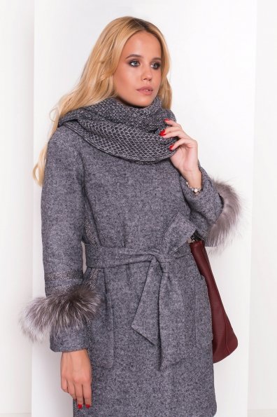 Зимнее пальто с мехом Приоритет 5457 Цвет: Серый Темный LW-5