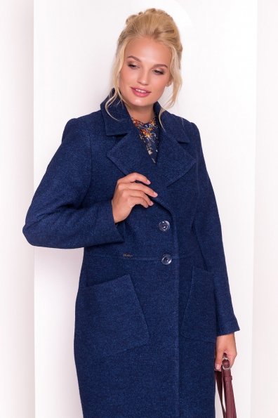 Шерстяное демисезонное пальто Габриэлла Donna 4554 Цвет: Темно-синий/электрик-LW27