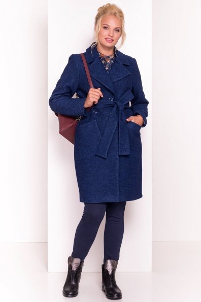 Шерстяное демисезонное пальто Габриэлла Donna 4554 Цвет: Темно-синий/электрик-LW27