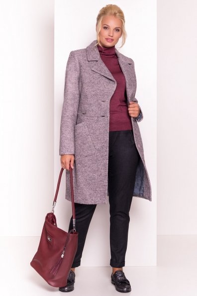 Шерстяное демисезонное пальто Габриэлла Donna 4554 Цвет: Серый/розовый-LW25