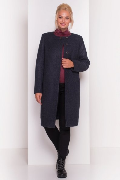 Пальто без воротника Фортуна лайт Donna 4464 Цвет: Темно-синий