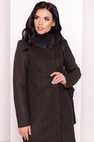 Утепленное пальто зима с натуральным мехом Фортуна 3832 Цвет: Хаки