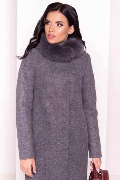 Утепленное пальто зима с натуральным мехом Фортуна 3832 Цвет: Серый Темный
