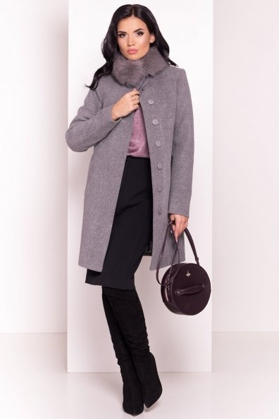 Утепленное пальто зима с натуральным мехом Фортуна 3832 Цвет: Серый