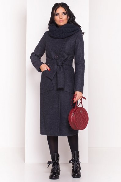 Удлиненное пальто на зиму Габриэлла 4151 Цвет: Темно-синий