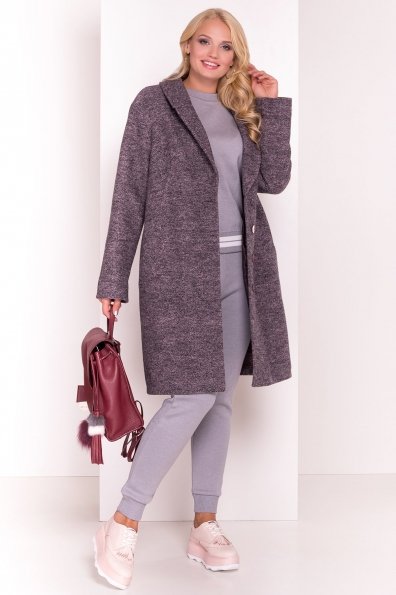 Однобортное пальто с потайной застежкой Арсина Donna 4451 Цвет: Черный/розовый-LW19
