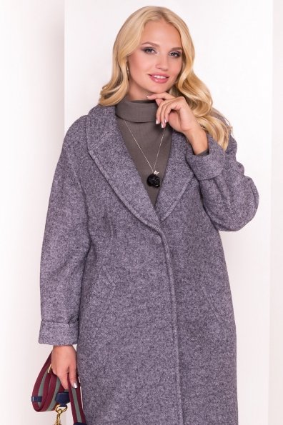 Однобортное пальто с потайной застежкой Арсина Donna 4451 Цвет: Серый Темный LW-47