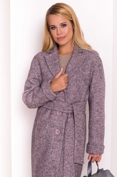 Демисезонное пальто из варенной шерсти с поясом Глорис 4428 Цвет: Серый/розовый-LW25
