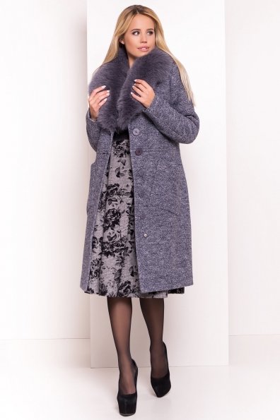 Утепленное пальто зима с накладными карманами Габриэлла 4155 Цвет: Серый темный LW-22