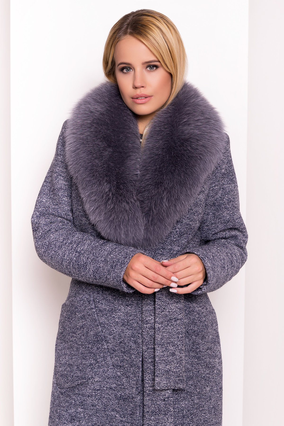 Утепленное пальто зима с накладными карманами Габриэлла 4155 АРТ. 20306 Цвет: Серый темный LW-22 - фото 4, интернет магазин tm-modus.ru